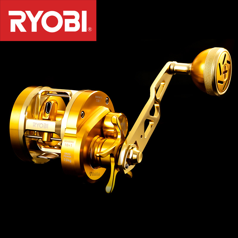 Ice Fishing Reel - JapanRYOBIRyobiVARIUSValius Gold Eisenplattenrolle Vollmetall Slow-Jigging Trommelrolle