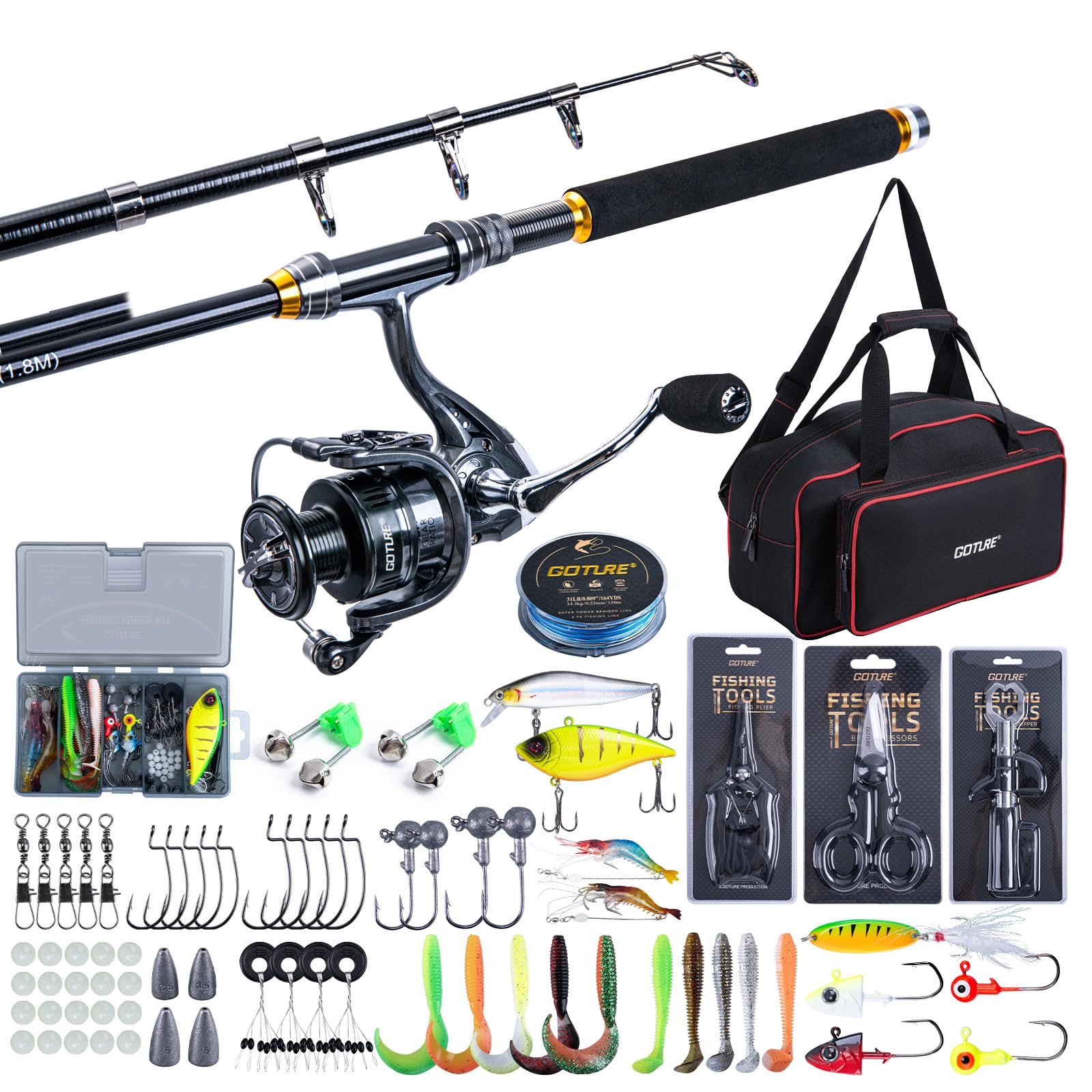 Reel Bag - Goture Fishing Teleskoprute und Rollenkombinationen, 1,8–2,7